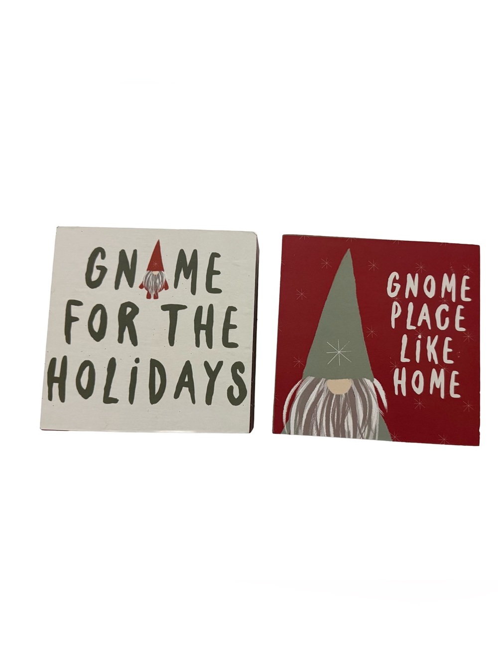 Red & Sage Gnome Holiday Plaque Set